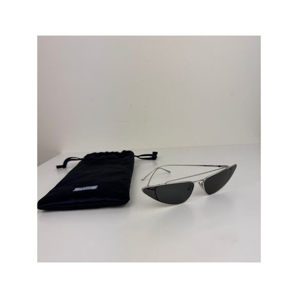 Prada SPR 63U Silver Metal Frame Dark Gray Lens Fashion Cat Eye Sunglasses RARE main image 8